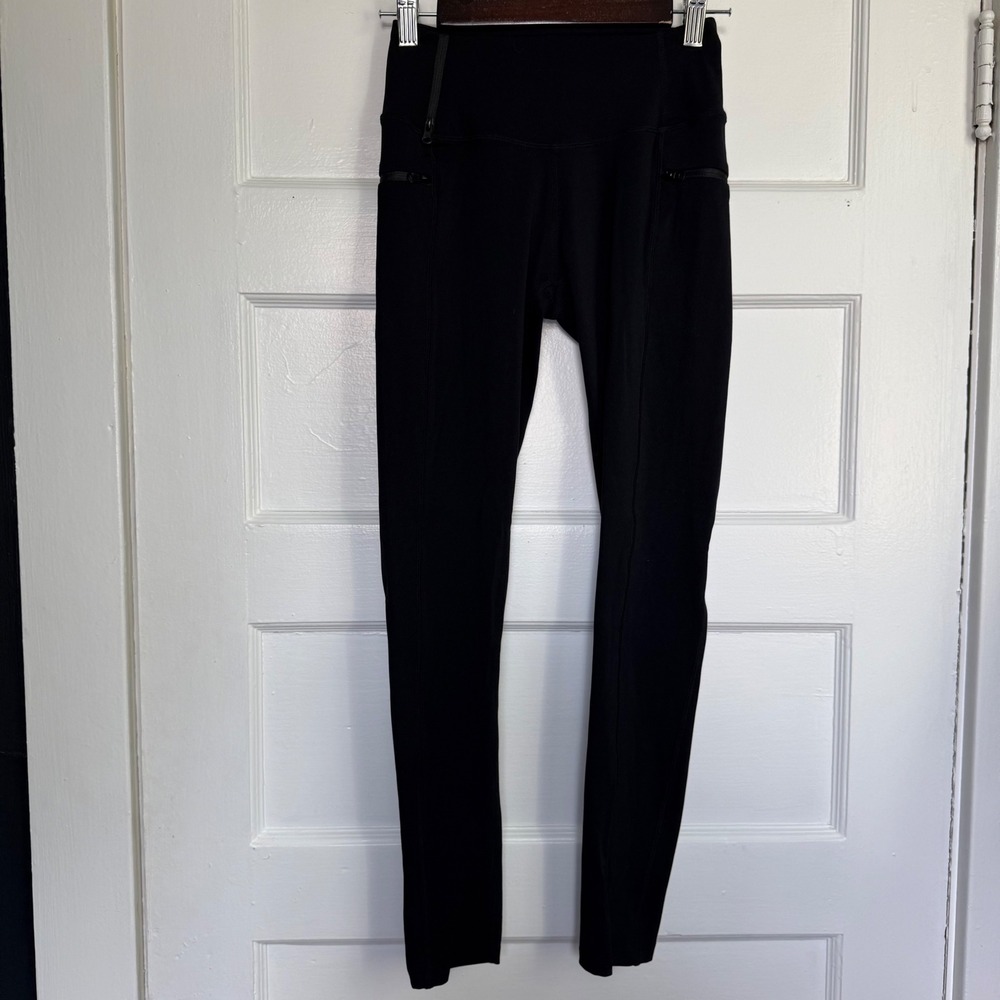 NUX Black High Waisted Zipper Pocket Activewear Leggings S/M Womens